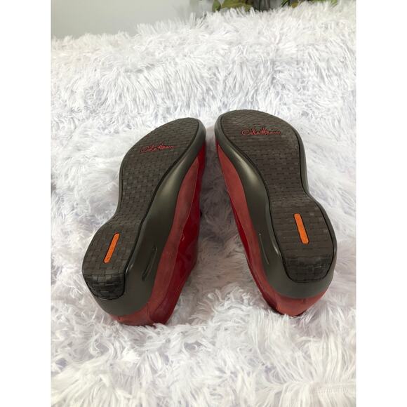 Cole Haan Nike Air Luna waterproof patent leather slip-on shoes zip Front 9B Red - Picture 8 of 10